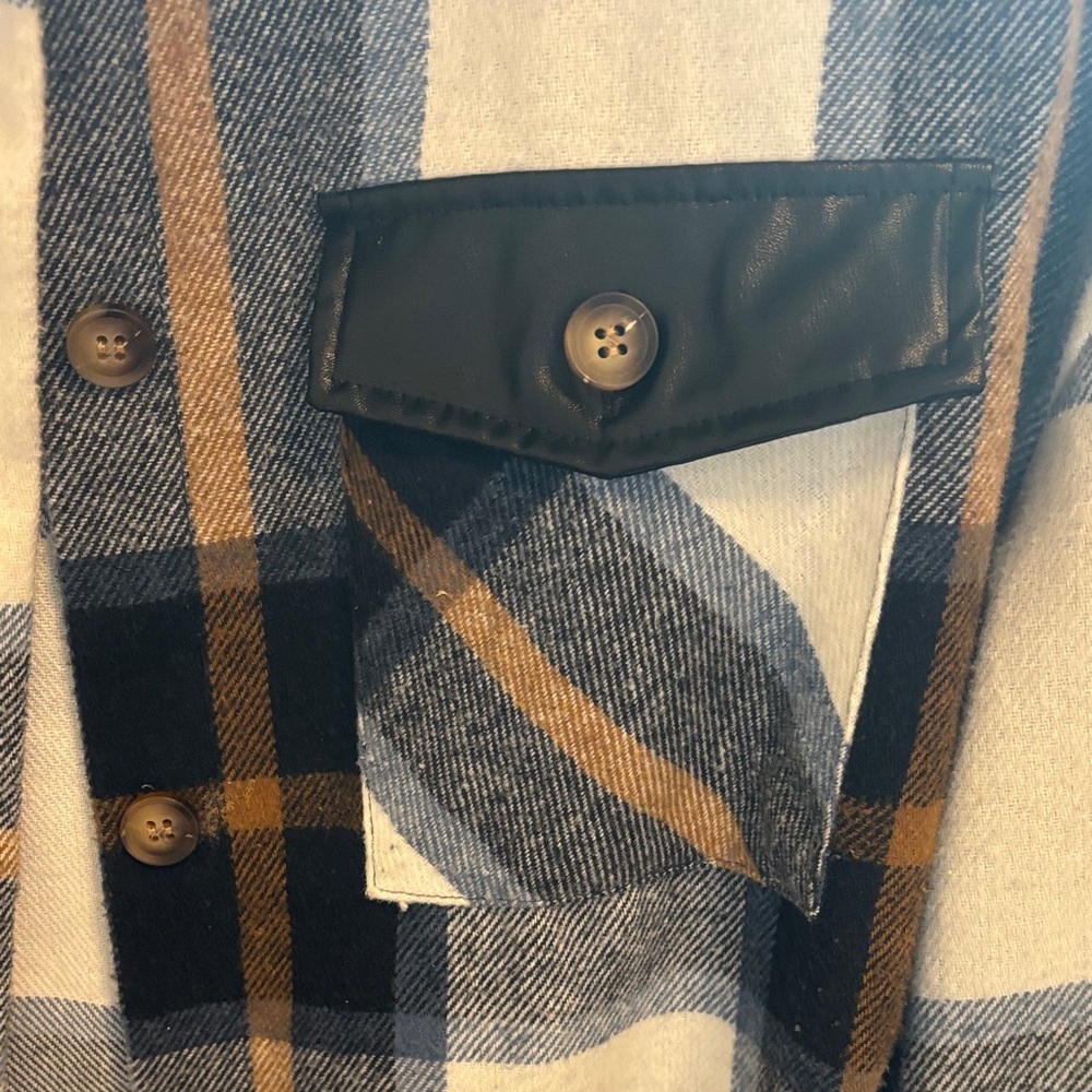 SHEIN Black White and Brown Plaid Shacket - Picture 2 of 3